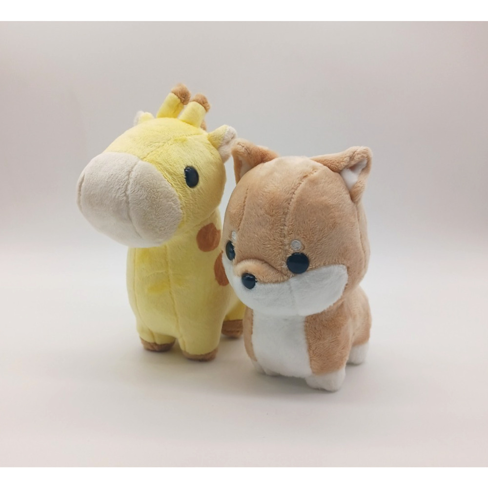 Lot of 2 Bellzi Plush Yellow Giraffi Shiba Inu Dog Stuffed Animal Set
